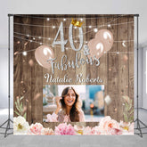 Lofaris Customized Photo Floral Wood 40th Birthday Backdrop